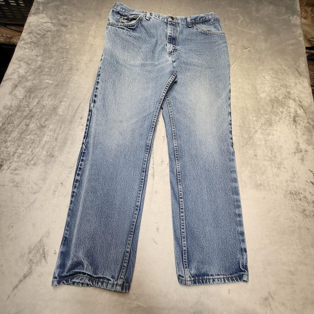 Lee Jeans Mens 36x30 Light Blue Regular Fit Straight Leg Denim Zip Fly 5-Pocket